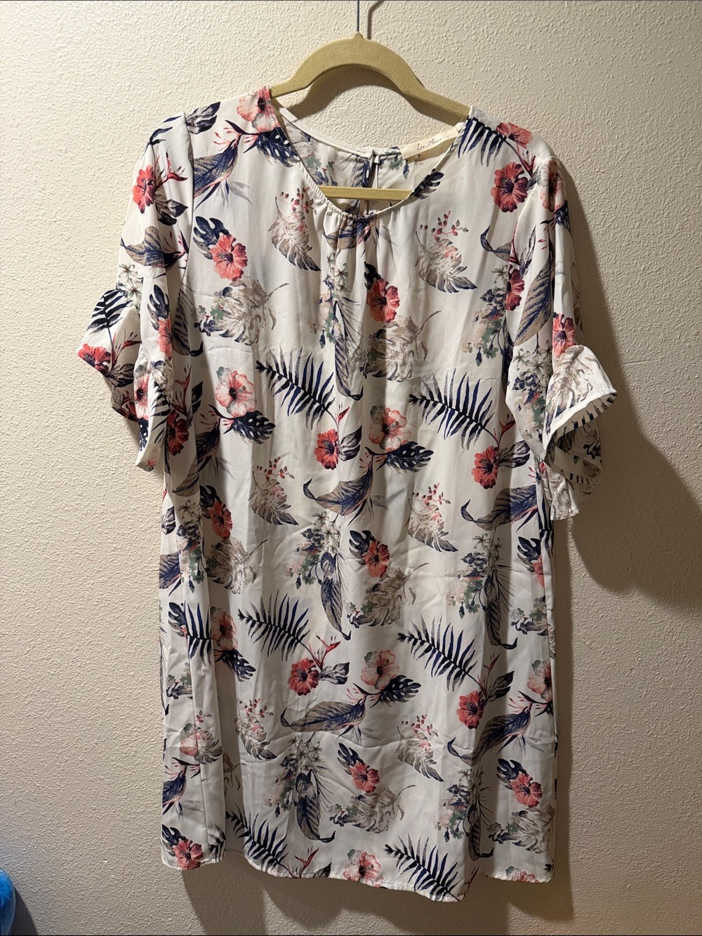 Les Ami’s Floral Print Ruffle Sleeve Women's Dress-EUC